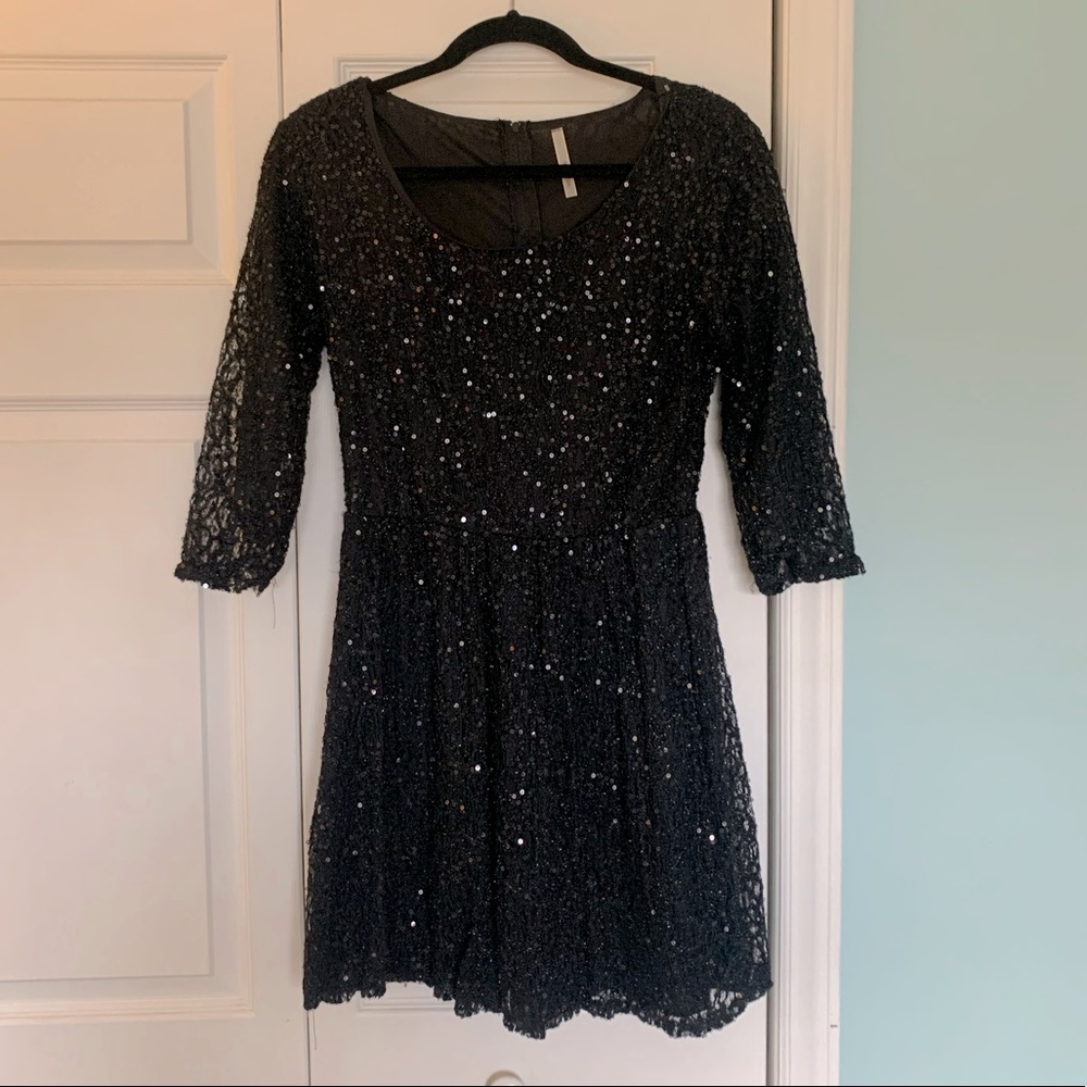 Black sequined cocktail dress